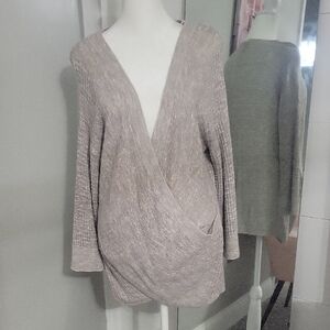 Daytrip Taupe Wrap-Front Knit Cardigan